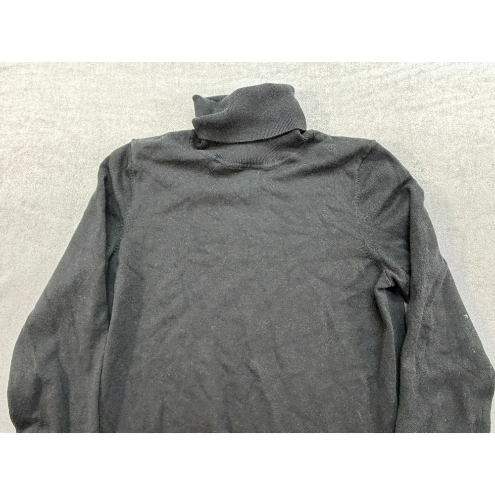 Talbots Women Black‎ Turtleneck Sweater Size Small Cotton Rayon Nylon Blend